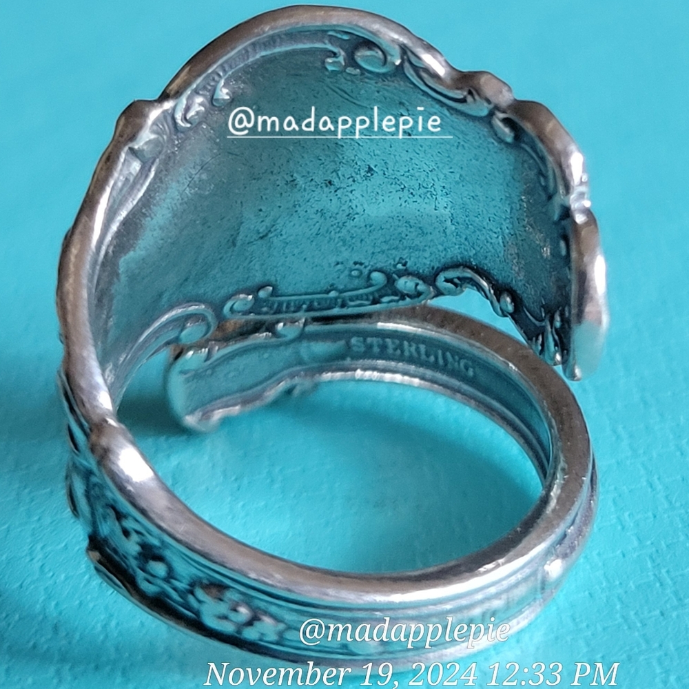 Vintage Sterling Silver Spoon Ring Goddess Woman Nude Muse Nymph Designer #133 - Picture 9 of 13
